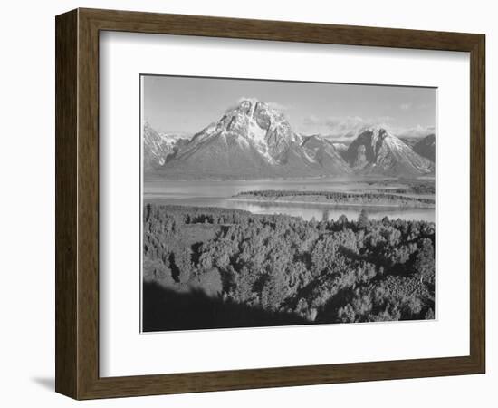 View Across River Valley Toward "Mount Moran" Grand Teton, National Park Wyoming. 1933-1942-Ansel Adams-Framed Art Print