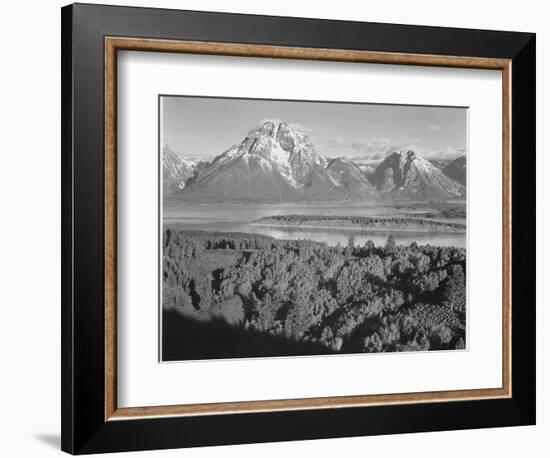 View Across River Valley Toward "Mount Moran" Grand Teton, National Park Wyoming. 1933-1942-Ansel Adams-Framed Art Print