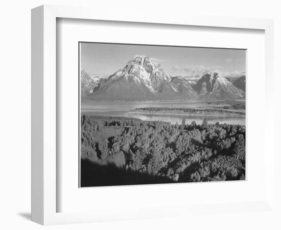 View Across River Valley Toward "Mount Moran" Grand Teton, National Park Wyoming. 1933-1942-Ansel Adams-Framed Art Print