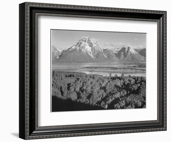 View Across River Valley Toward "Mount Moran" Grand Teton, National Park Wyoming. 1933-1942-Ansel Adams-Framed Art Print