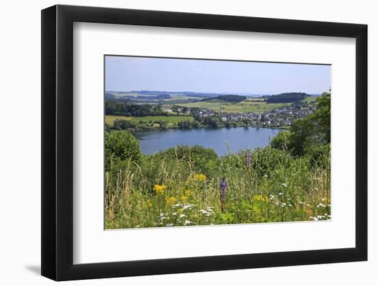 View across Schalkenmehren Maar towards Schalkenmehren, Eifel, Rhineland-Palatinate, Germany, Europ-Hans-Peter Merten-Framed Photographic Print