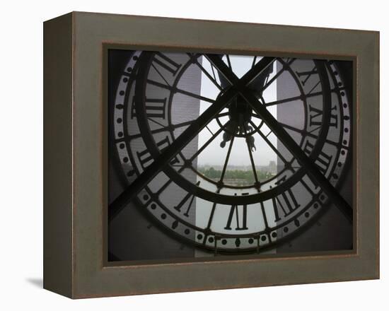 View Across Seine River from Transparent Face of Clock in the Musee d'Orsay, Paris, France-Jim Zuckerman-Framed Premier Image Canvas