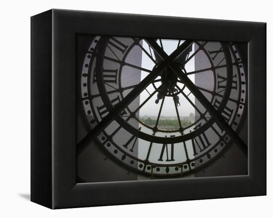 View Across Seine River from Transparent Face of Clock in the Musee d'Orsay, Paris, France-Jim Zuckerman-Framed Premier Image Canvas