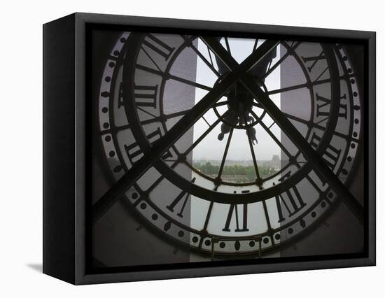 View Across Seine River from Transparent Face of Clock in the Musee d'Orsay, Paris, France-Jim Zuckerman-Framed Premier Image Canvas