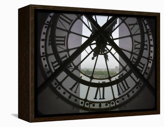 View Across Seine River from Transparent Face of Clock in the Musee d'Orsay, Paris, France-Jim Zuckerman-Framed Premier Image Canvas