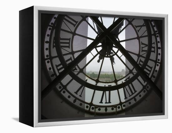 View Across Seine River from Transparent Face of Clock in the Musee d'Orsay, Paris, France-Jim Zuckerman-Framed Premier Image Canvas