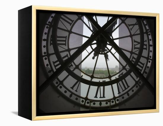 View Across Seine River from Transparent Face of Clock in the Musee d'Orsay, Paris, France-Jim Zuckerman-Framed Premier Image Canvas