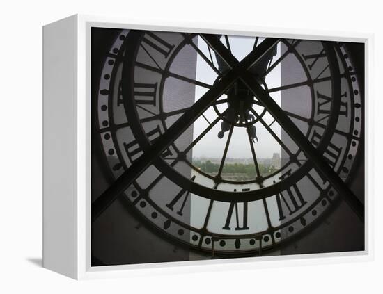 View Across Seine River from Transparent Face of Clock in the Musee d'Orsay, Paris, France-Jim Zuckerman-Framed Premier Image Canvas