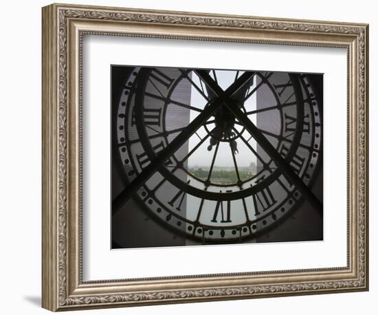 View Across Seine River from Transparent Face of Clock in the Musee d'Orsay, Paris, France-Jim Zuckerman-Framed Photographic Print