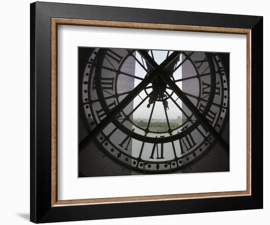 View Across Seine River from Transparent Face of Clock in the Musee d'Orsay, Paris, France-Jim Zuckerman-Framed Photographic Print