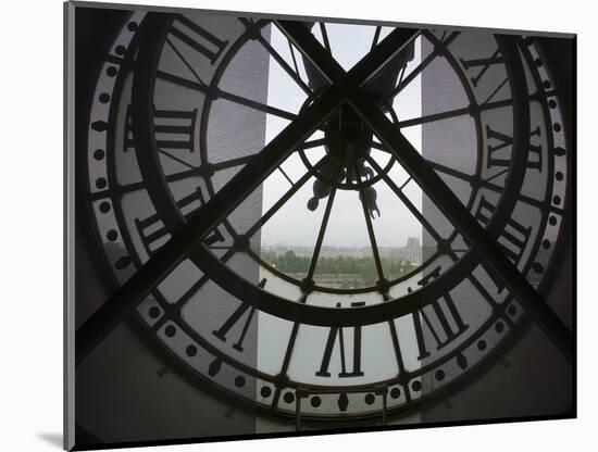 View Across Seine River from Transparent Face of Clock in the Musee d'Orsay, Paris, France-Jim Zuckerman-Mounted Photographic Print