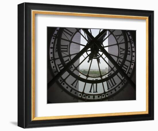 View Across Seine River from Transparent Face of Clock in the Musee d'Orsay, Paris, France-Jim Zuckerman-Framed Photographic Print