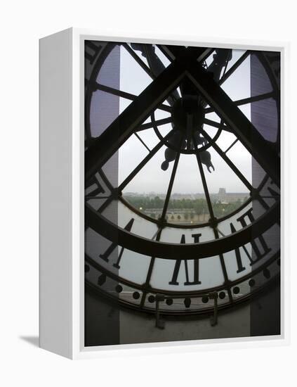 View Across Seine River Through Transparent Face of Clock in the Musee d'Orsay, Paris, France-Jim Zuckerman-Framed Premier Image Canvas