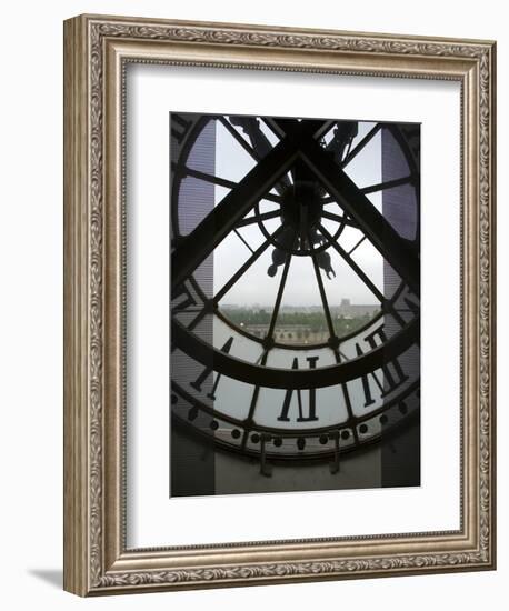 View Across Seine River Through Transparent Face of Clock in the Musee d'Orsay, Paris, France-Jim Zuckerman-Framed Photographic Print