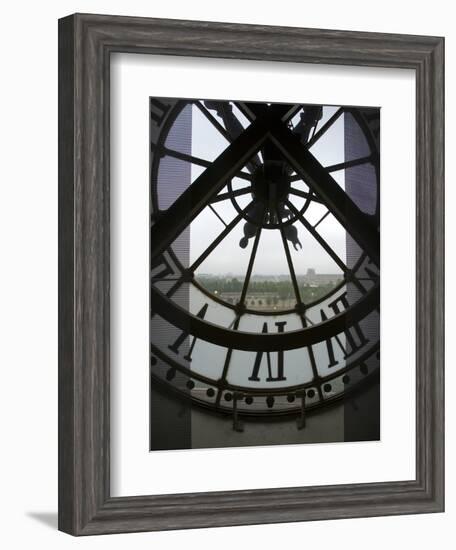 View Across Seine River Through Transparent Face of Clock in the Musee d'Orsay, Paris, France-Jim Zuckerman-Framed Photographic Print