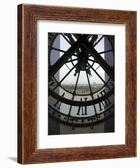 View Across Seine River Through Transparent Face of Clock in the Musee d'Orsay, Paris, France-Jim Zuckerman-Framed Photographic Print