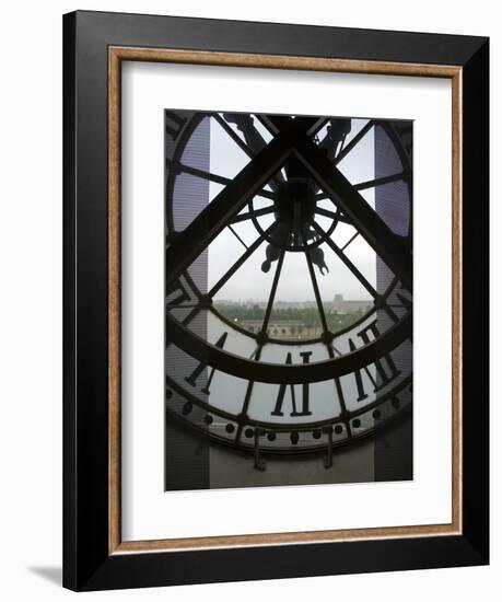 View Across Seine River Through Transparent Face of Clock in the Musee d'Orsay, Paris, France-Jim Zuckerman-Framed Photographic Print