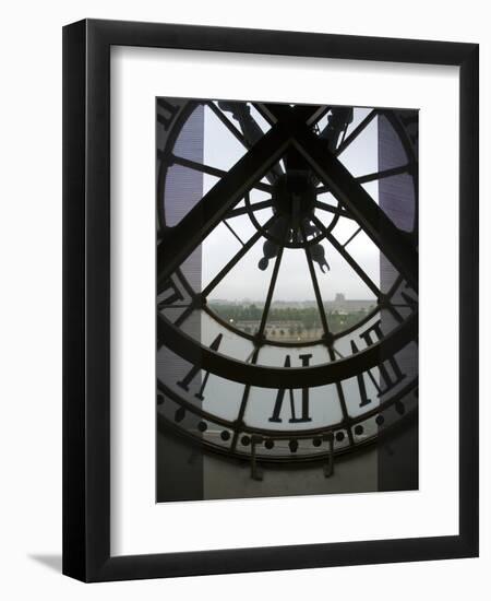 View Across Seine River Through Transparent Face of Clock in the Musee d'Orsay, Paris, France-Jim Zuckerman-Framed Photographic Print