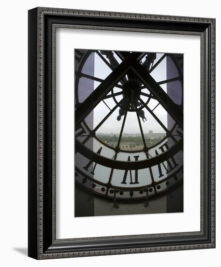 View Across Seine River Through Transparent Face of Clock in the Musee d'Orsay, Paris, France-Jim Zuckerman-Framed Photographic Print