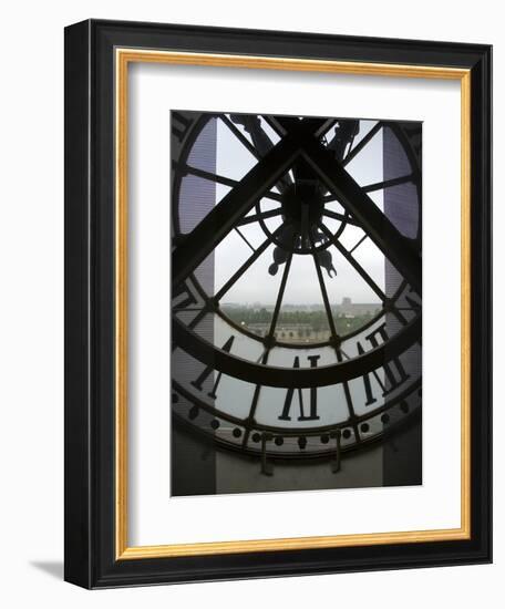 View Across Seine River Through Transparent Face of Clock in the Musee d'Orsay, Paris, France-Jim Zuckerman-Framed Photographic Print