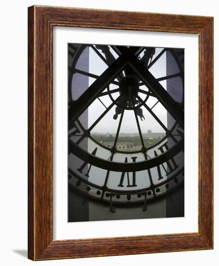 View Across Seine River Through Transparent Face of Clock in the Musee d'Orsay, Paris, France-Jim Zuckerman-Framed Photographic Print