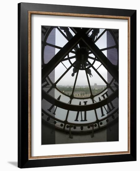 View Across Seine River Through Transparent Face of Clock in the Musee d'Orsay, Paris, France-Jim Zuckerman-Framed Photographic Print