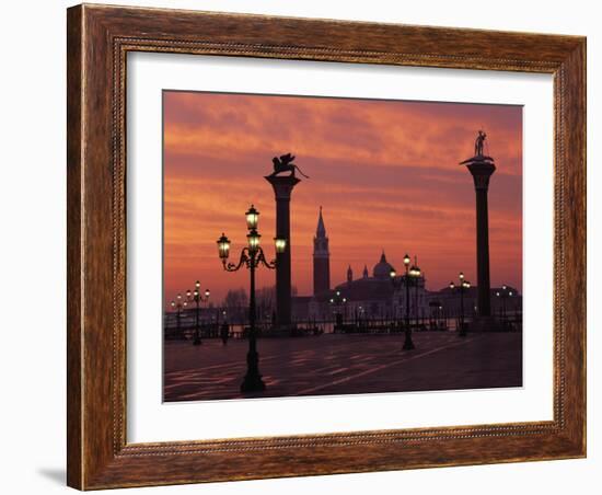 View across St. Marks Square Towards San Giorgio Maggiore at Sunrise, Venice, Veneto, Italy-Lee Frost-Framed Photographic Print