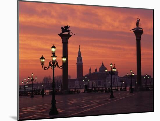 View across St. Marks Square Towards San Giorgio Maggiore at Sunrise, Venice, Veneto, Italy-Lee Frost-Mounted Photographic Print