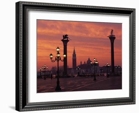 View across St. Marks Square Towards San Giorgio Maggiore at Sunrise, Venice, Veneto, Italy-Lee Frost-Framed Photographic Print