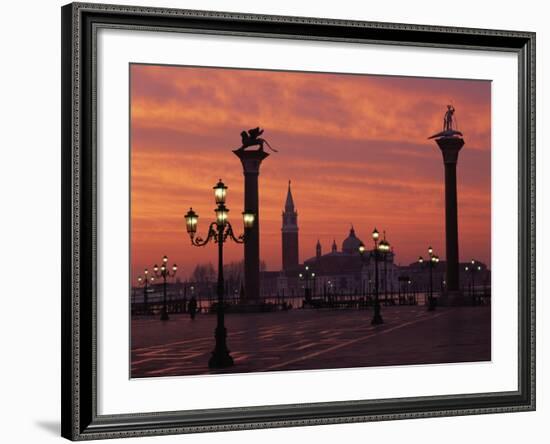 View across St. Marks Square Towards San Giorgio Maggiore at Sunrise, Venice, Veneto, Italy-Lee Frost-Framed Photographic Print