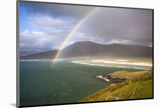 View across the Beach at Seilebost Towards Luskentyre and the Hills of North Harris with a Rainbow-Lee Frost-Mounted Photographic Print