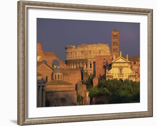 View Across the Roman Forum Towards Colosseum and St. Francesco Romana, Rome, Lazio, Italy, Europe-John Miller-Framed Photographic Print