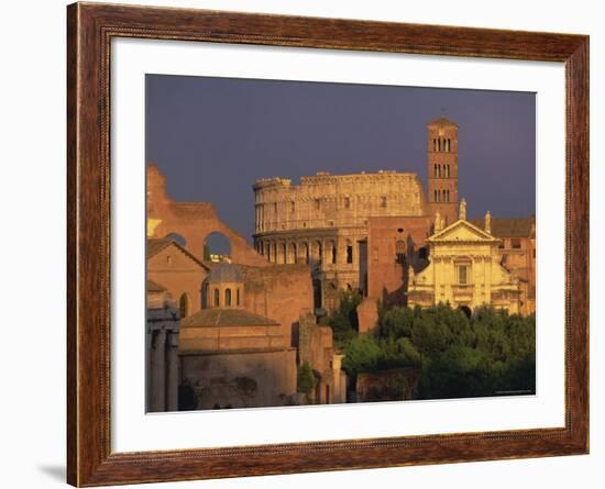 View Across the Roman Forum Towards Colosseum and St. Francesco Romana, Rome, Lazio, Italy, Europe-John Miller-Framed Photographic Print