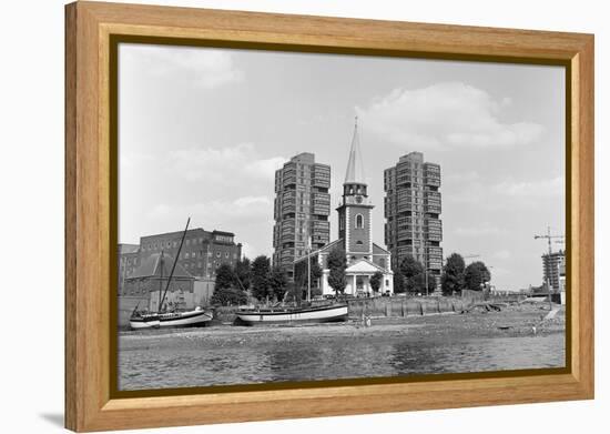 View across the Thames at Battersea. 21st August 1971-Staff-Framed Premier Image Canvas