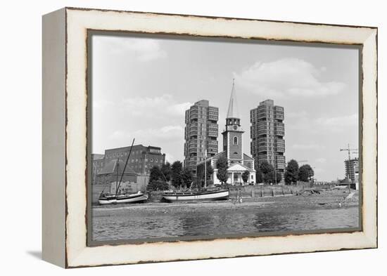 View across the Thames at Battersea. 21st August 1971-Staff-Framed Premier Image Canvas