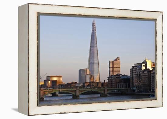 View across the Thames of the Shard, London Bridge Tower, Se1, London-Julian Castle-Framed Stretched Canvas