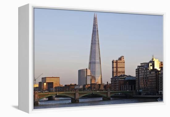 View across the Thames of the Shard, London Bridge Tower, Se1, London-Julian Castle-Framed Stretched Canvas