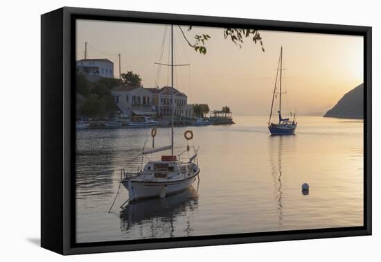 View across the Tranquil Harbour, Dodecanese Islands-Ruth Tomlinson-Framed Premier Image Canvas