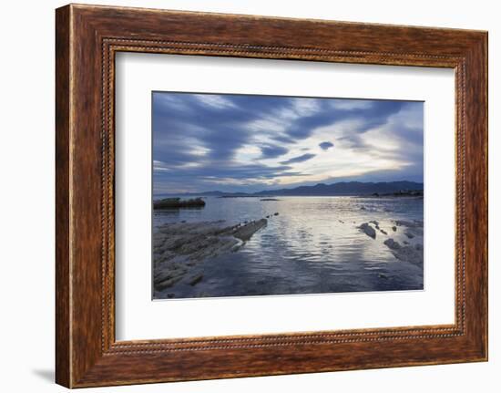 View across the tranquil waters of South Bay at dusk, Kaikoura, Canterbury, South Island, New Zeala-Ruth Tomlinson-Framed Photographic Print