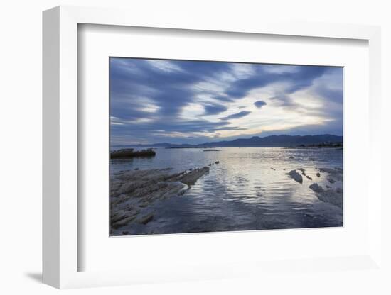 View across the tranquil waters of South Bay at dusk, Kaikoura, Canterbury, South Island, New Zeala-Ruth Tomlinson-Framed Photographic Print