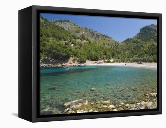 View across the Turquoise Waters of Cala Tuent Near Sa Calobra, Mallorca, Balearic Islands, Spain, -Ruth Tomlinson-Framed Premier Image Canvas