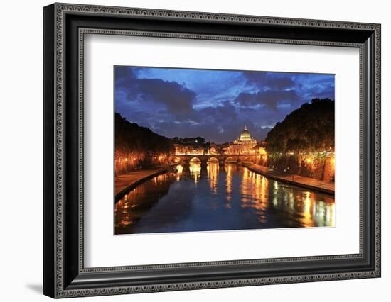 View across Tiber River towards St. Peter's Basilica, Rome, Lazio, Italy, Europe-Hans-Peter Merten-Framed Photographic Print