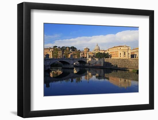 View across Tiber River towards St. Peter's Basilica, Rome, Lazio, Italy, Europe-Hans-Peter Merten-Framed Photographic Print