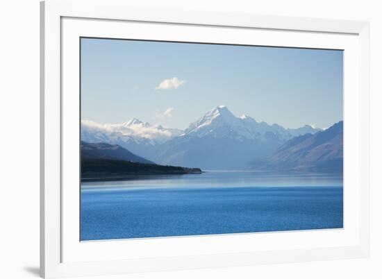 View across tranquil Lake Pukaki to Aoraki  (Mount Cook), near Twizel, Mackenzie district, Canterbu-Ruth Tomlinson-Framed Photographic Print