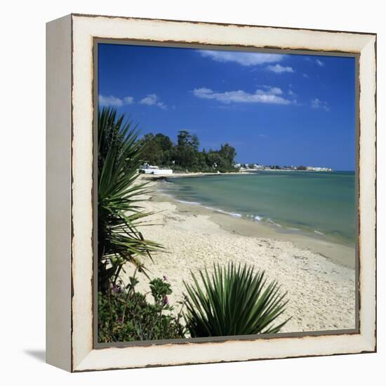 View Along Beach to the Medina from the Sindbad Hotel, Hammamet, Cap Bon, Tunisia, North Africa, Af-Stuart Black-Framed Premier Image Canvas