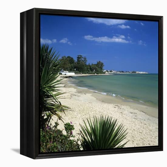 View Along Beach to the Medina from the Sindbad Hotel, Hammamet, Cap Bon, Tunisia, North Africa, Af-Stuart Black-Framed Premier Image Canvas