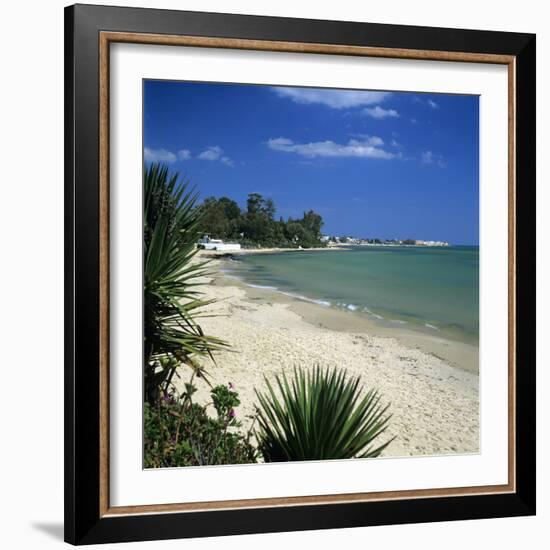 View Along Beach to the Medina from the Sindbad Hotel, Hammamet, Cap Bon, Tunisia, North Africa, Af-Stuart Black-Framed Photographic Print