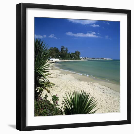 View Along Beach to the Medina from the Sindbad Hotel, Hammamet, Cap Bon, Tunisia, North Africa, Af-Stuart Black-Framed Photographic Print
