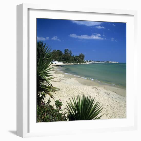 View Along Beach to the Medina from the Sindbad Hotel, Hammamet, Cap Bon, Tunisia, North Africa, Af-Stuart Black-Framed Photographic Print