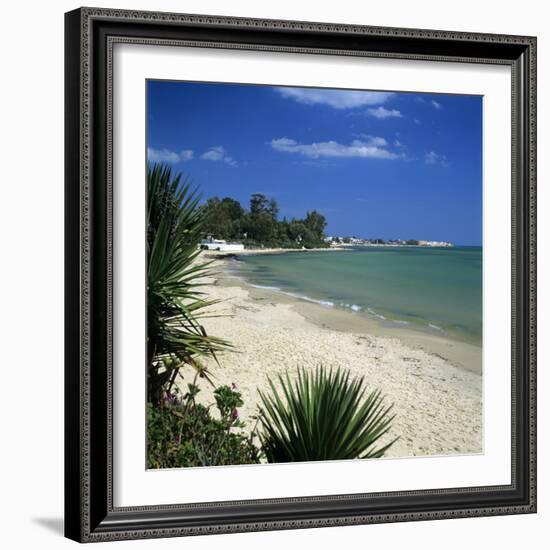 View Along Beach to the Medina from the Sindbad Hotel, Hammamet, Cap Bon, Tunisia, North Africa, Af-Stuart Black-Framed Photographic Print